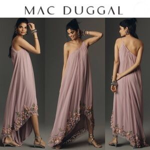 Mac Duggal 9236 One Shoulder Trapeze Embellished High Low Gown with Flaw 6 698$